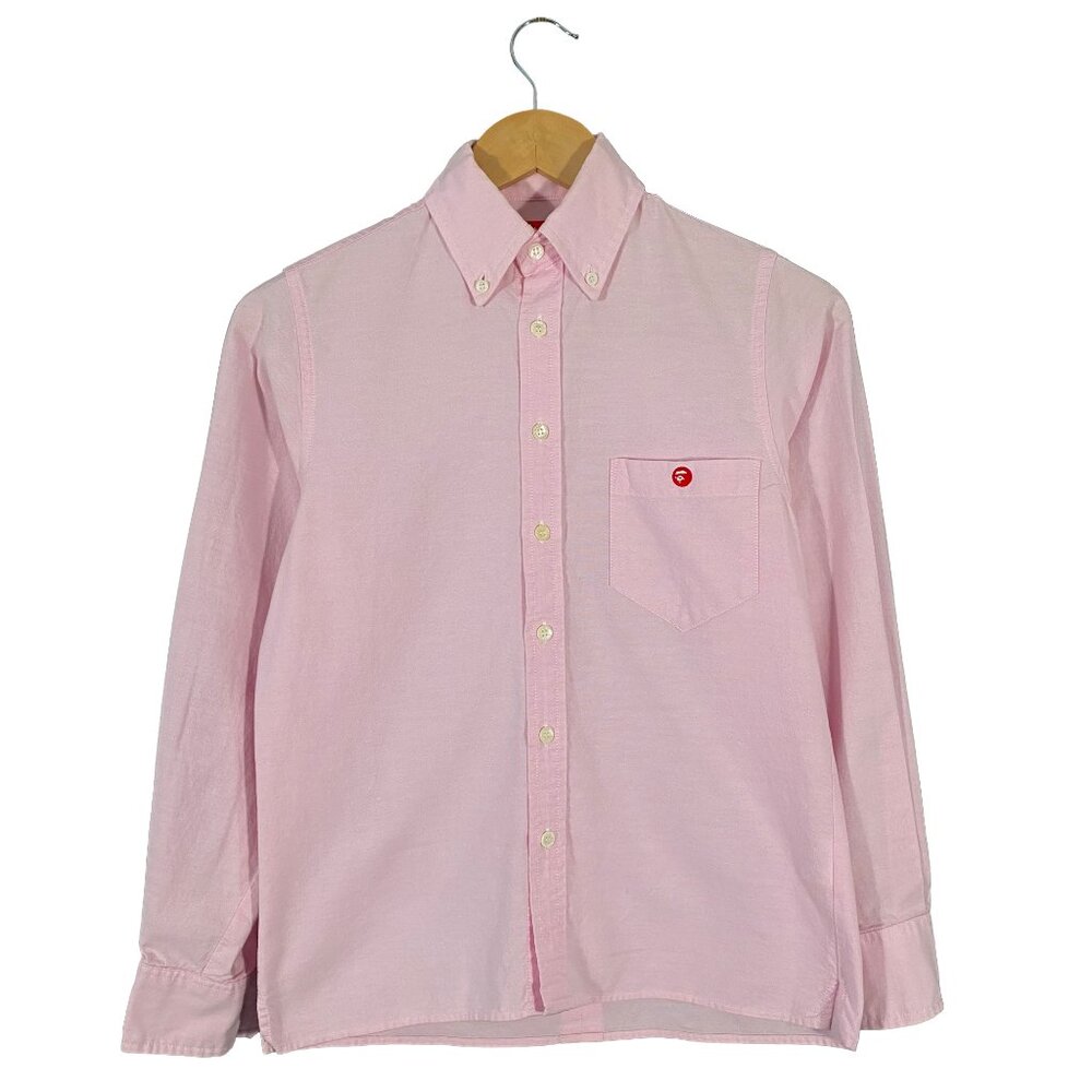Vintage A Bathing Ape BAPE Head Cotton Oxford Shirt Pink Women's size JPN S